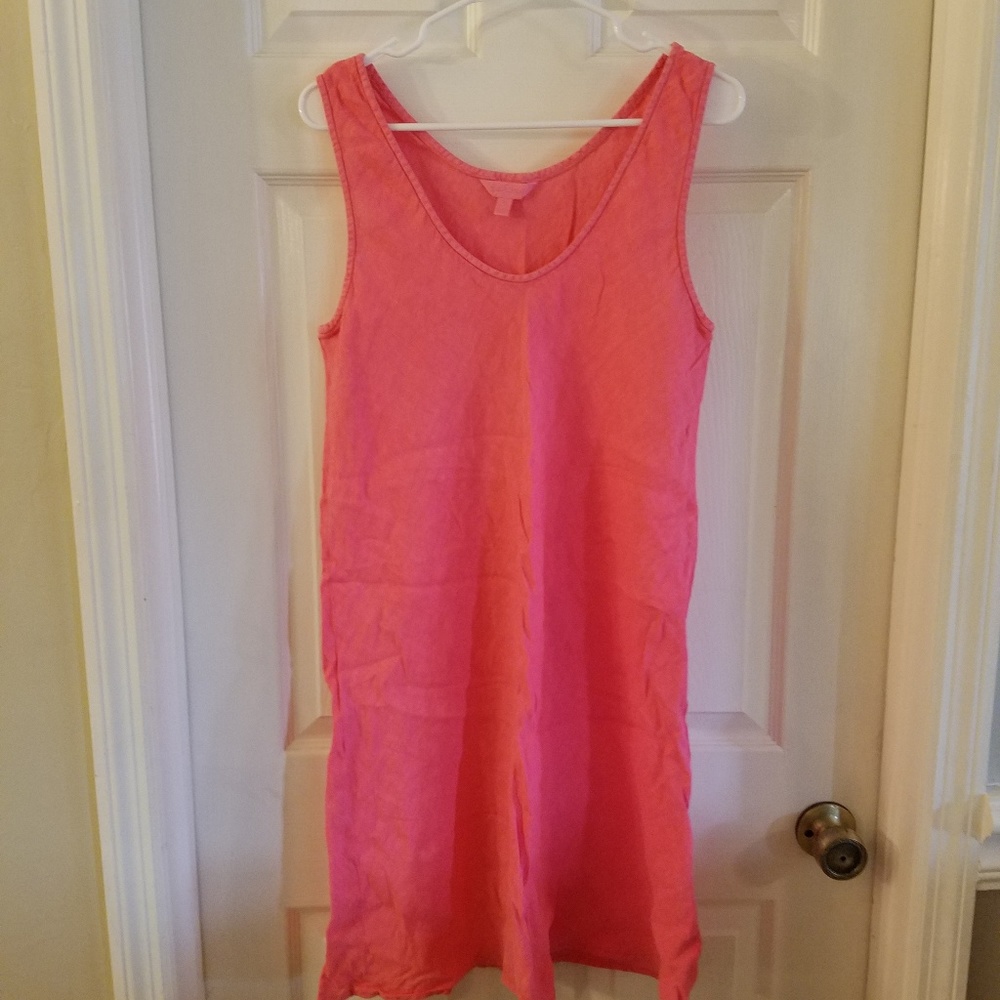 Sleeveless pink linen Lilly dress